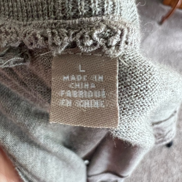 Anthropologie Knitted & Knotted Babydoll Sweater Size L Lace Inset Short Sleeve - Picture 6 of 9